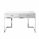 White & Silver 2 Drawer Glossy Finish Computer Writing Desk